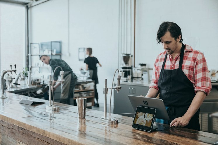 Tablet point-of-sale on a shop counter